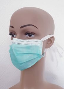 Dr.one Mund und Nasenschutz zum Binden (50 Stück) 3-lagige Einwegmaske, Blau, Einweg Mund-Nasen-Maske, Vliesmaske, Einmal-Masken-Mundmaske, OP-Mundschutz Selbstbinden